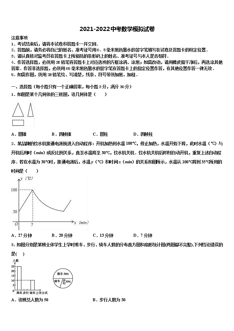 江苏省高淳区市级名校2022年中考数学对点突破模拟试卷含解析第1页