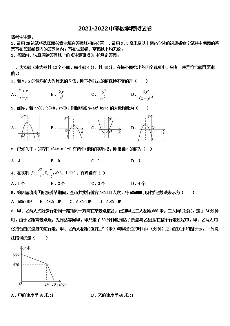 江苏省江阴市夏港中学2022年中考二模数学试题含解析01