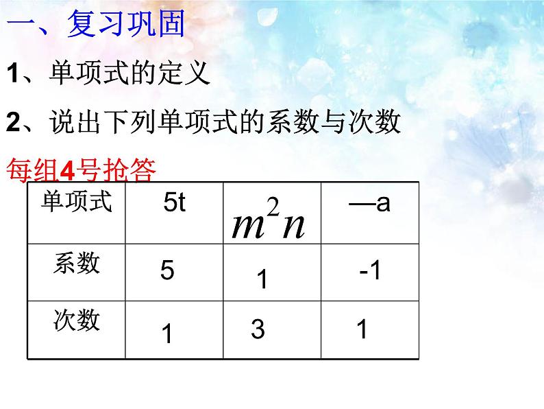 人教数学七上2.1多项式优质课课件PPT第2页