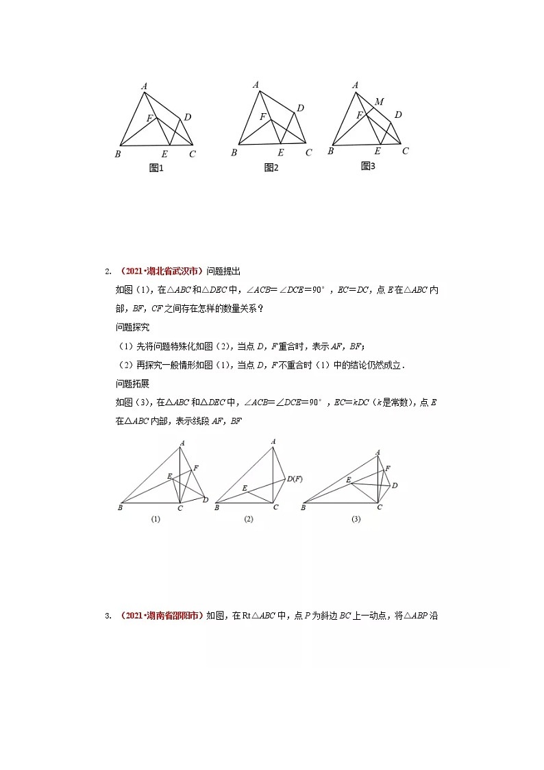 2021全国中考数学真题分类汇编--三角形 三角形中的计算与证明（压轴题）（无答案）第2页
