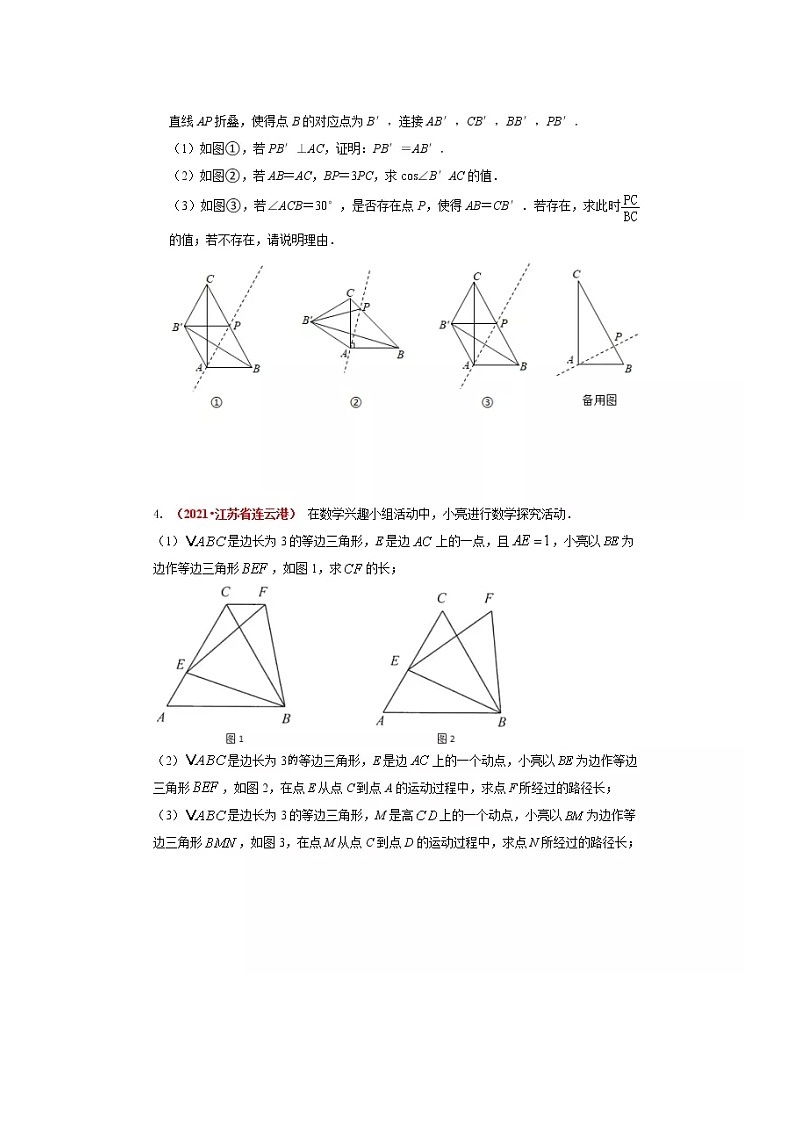 2021全国中考数学真题分类汇编--三角形 三角形中的计算与证明（压轴题）（无答案）第3页