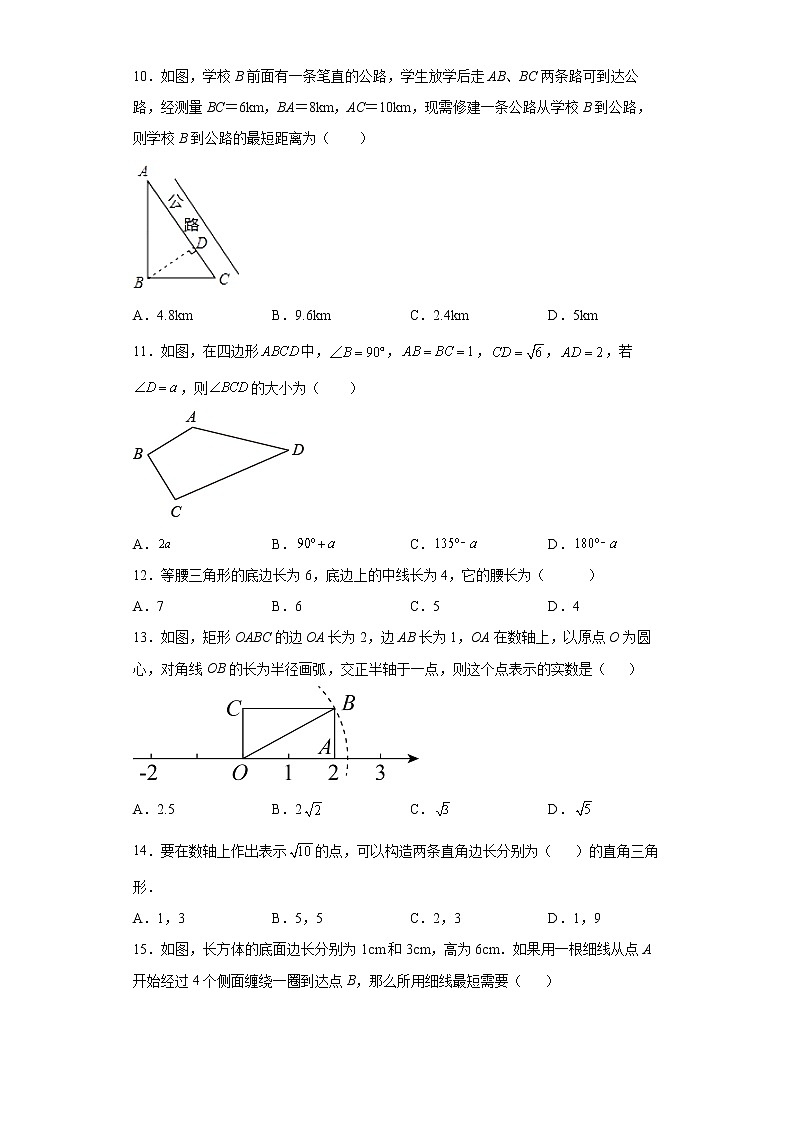 第十七章 勾股定理选择填空题专项练 2021-2022学年初中数学八年级下册期末复习（有答案）03