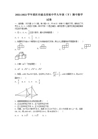 2021-2022学年重庆市渝北实验中学九年级（下）期中数学试卷（无答案）