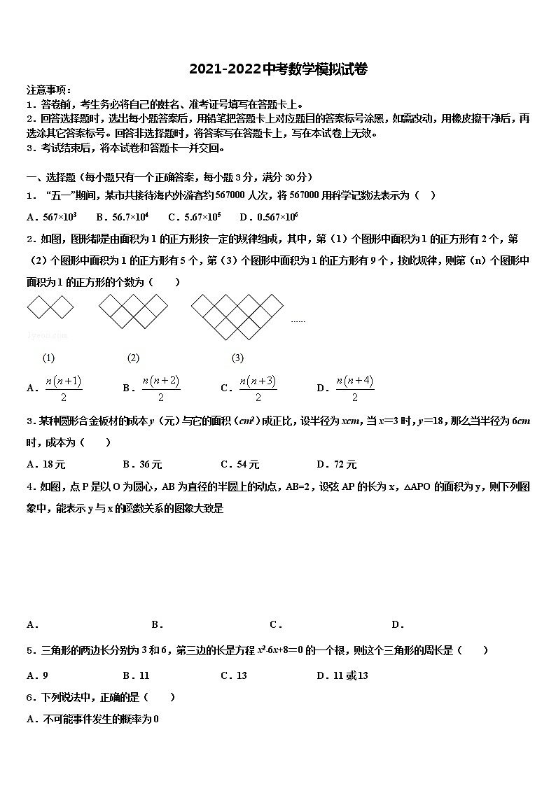 江苏省盐城市大丰区共同体2022年中考数学模拟预测题含解析01