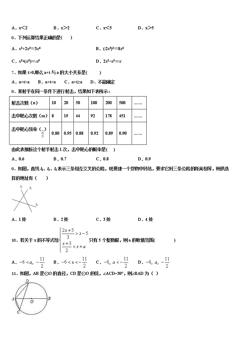 山东省济宁市汶上县市级名校2022年中考数学全真模拟试卷含解析02