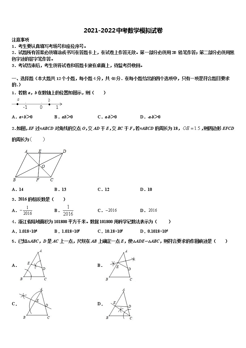 山东省青州市吴井初级中学2021-2022学年初中数学毕业考试模拟冲刺卷含解析01