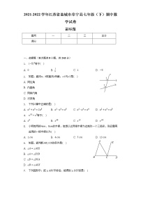 2021-2022学年江苏省盐城市阜宁县七年级（下）期中数学试卷（含解析）