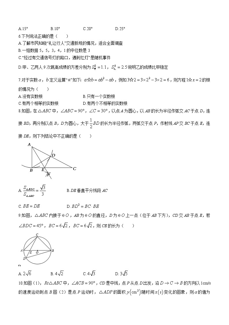 2022年河南省洛阳市伊川县九年级中考第一次大练习数学试题（有答案）第2页