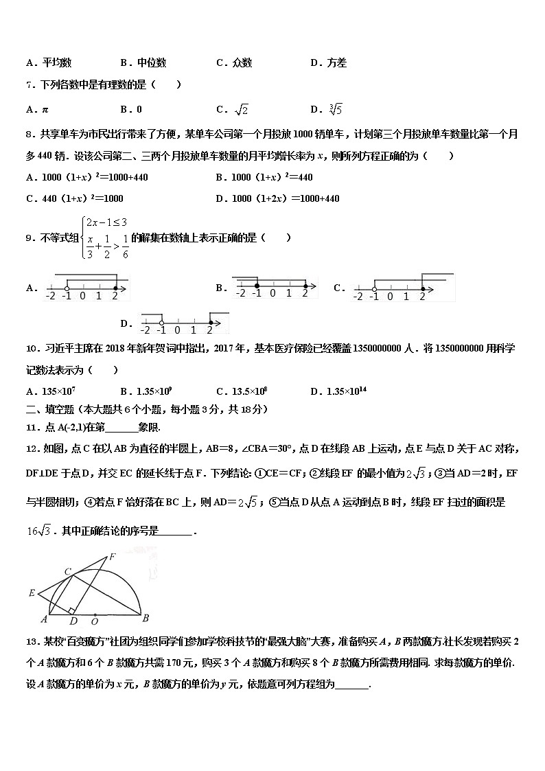 四川省重点名校2021-2022学年中考数学五模试卷含解析第2页