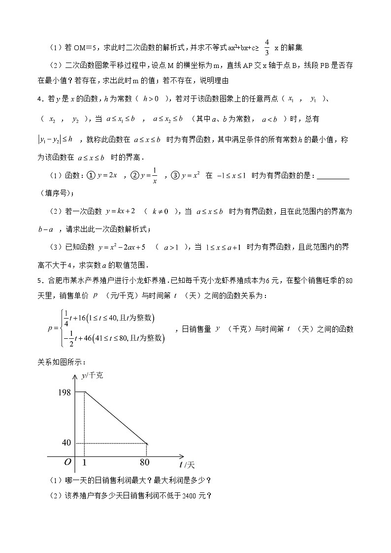 浙教版数学九上复习阶梯训练：二次函数含解析（优生集训）3第2页