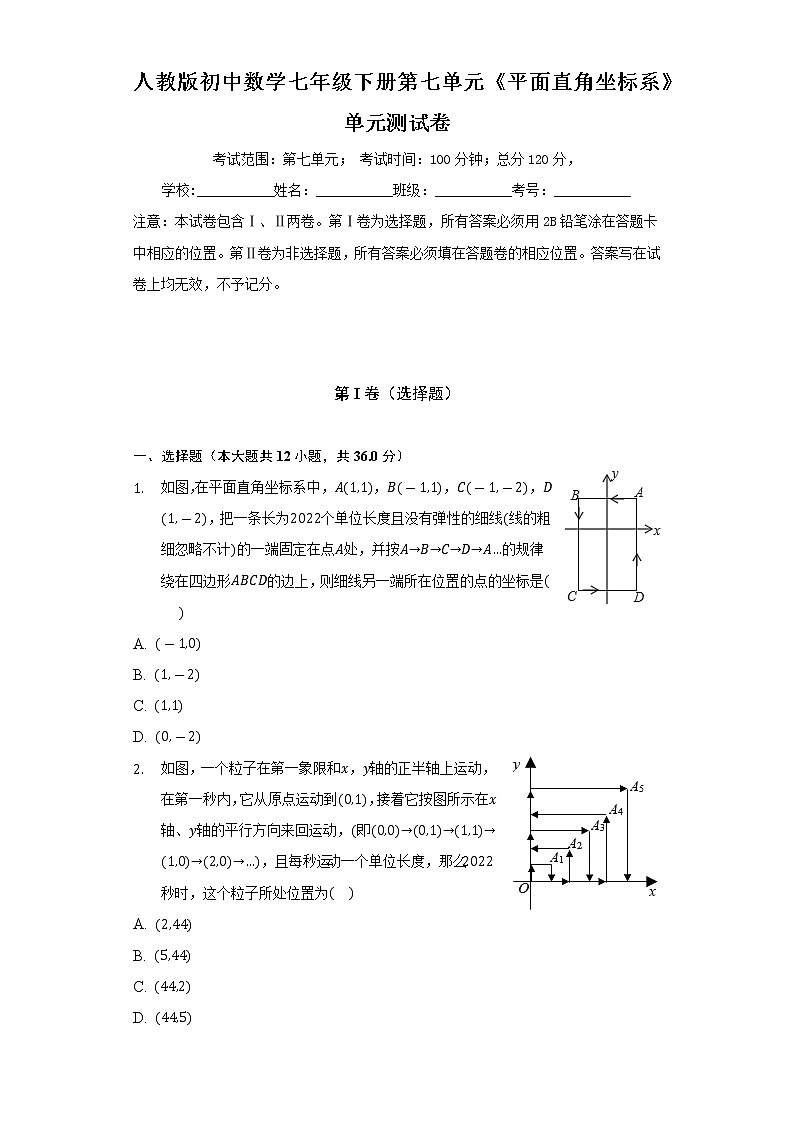 人教版初中数学七年级下册第七单元《平面直角坐标系》单元测试卷（困难）（含答案解析）第1页