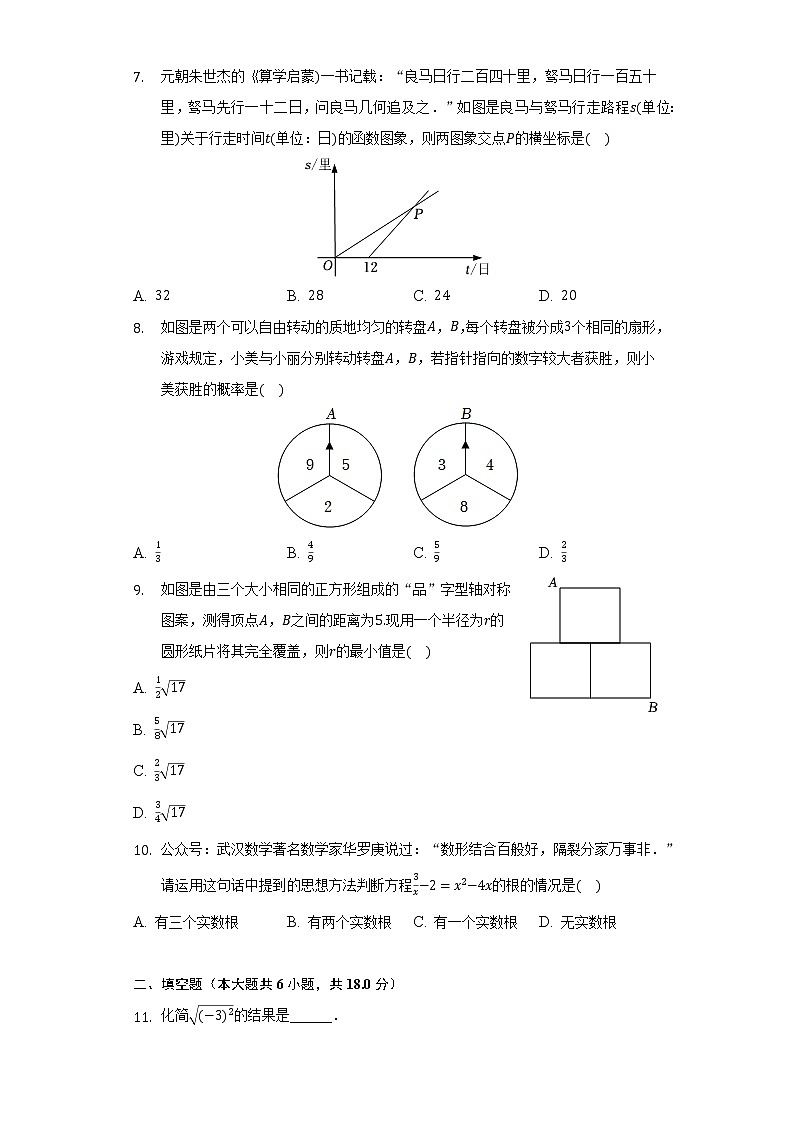 2022年湖北省武汉市部分学校九年级四月调考数学试卷（含解析）02