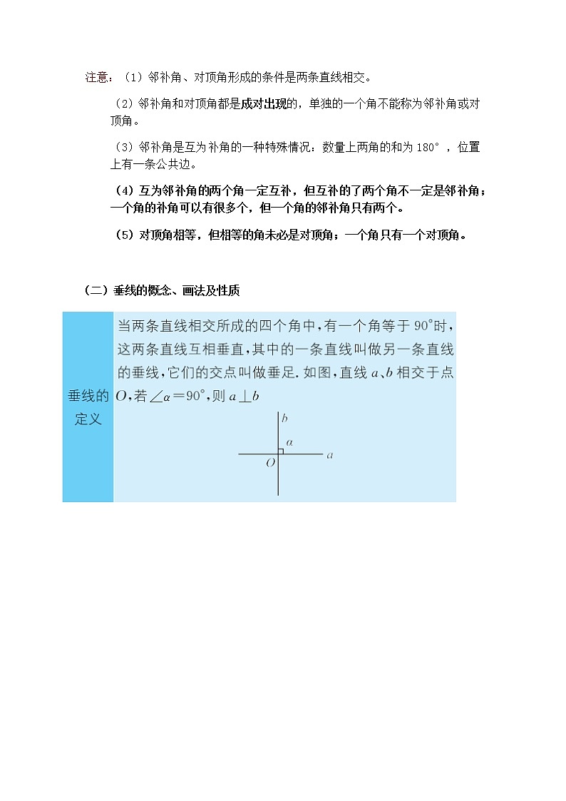 七年级下册同步讲义 第一讲 相交线教案学案第2页