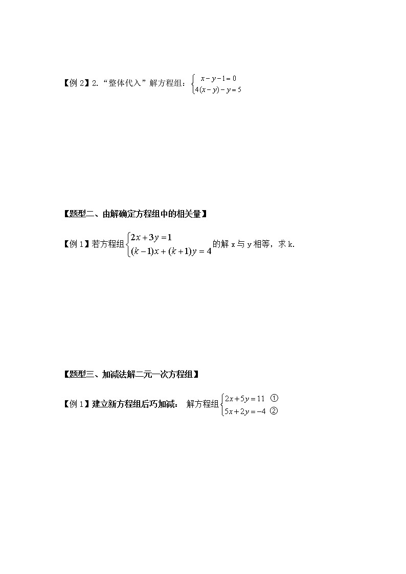 七年级下册同步讲义 第十讲 二元一次方程的解法教案学案03