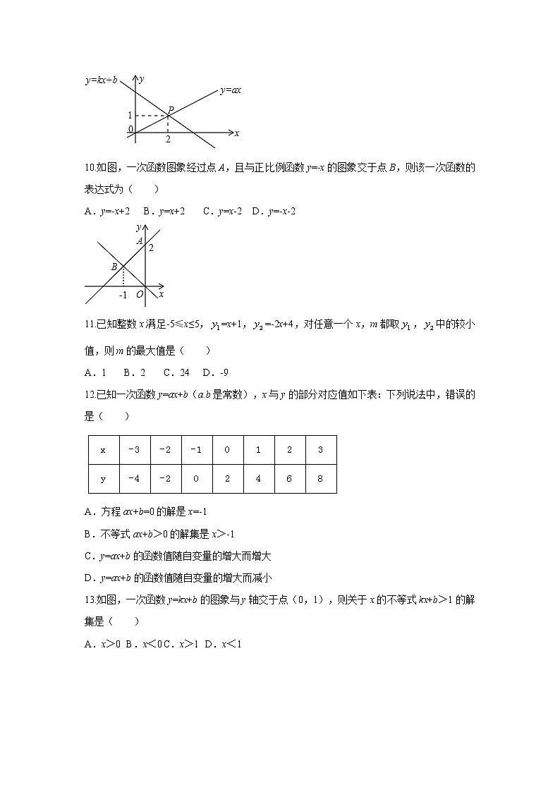2022人教版八年级数学下册第十九章 一次函数周周测7（19.2.3）附答案解析第3页