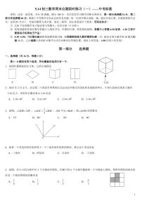 2022年北京市十一学校九年级数学周末自测限时练习（一）中考标准（无答案）