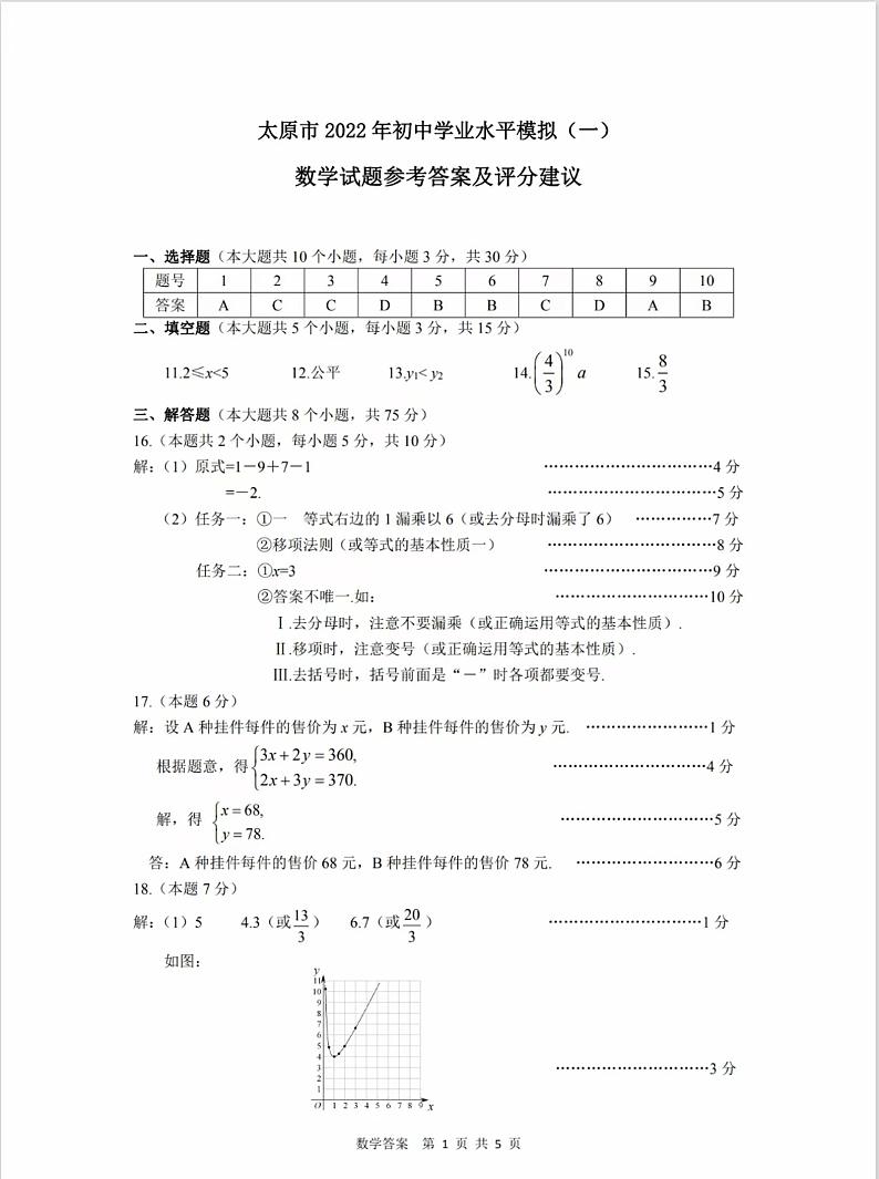 数学答案第1页