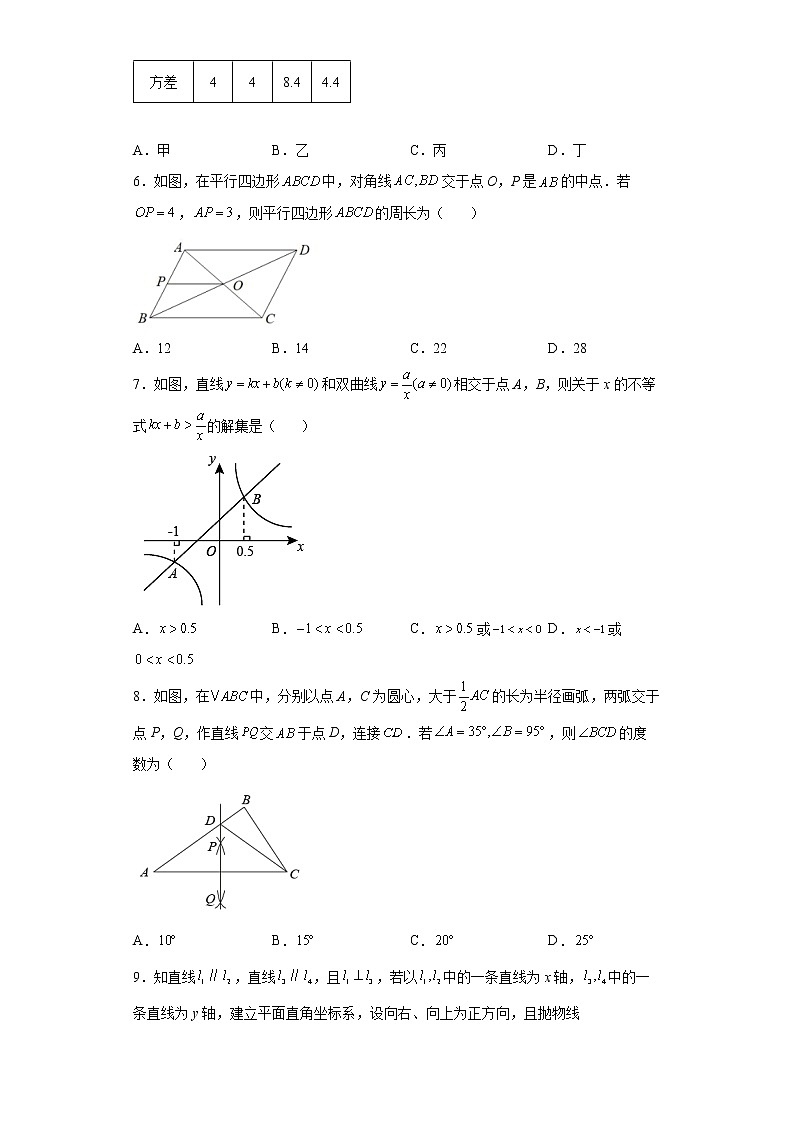 2022年浙江省台州市路桥区初中毕业生学业考试适应性考试（一模）数学试题(word版含答案)02