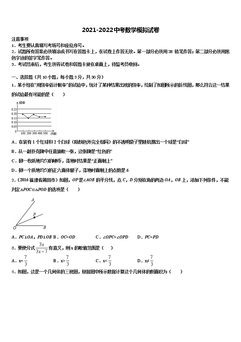 浙江省临海市杜桥实验中学2022年中考数学对点突破模拟试卷含解析01