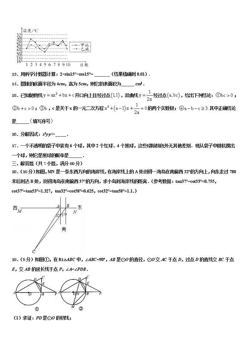 浙江省台州市椒江重点达标名校2021-2022学年中考数学模试卷含解析03