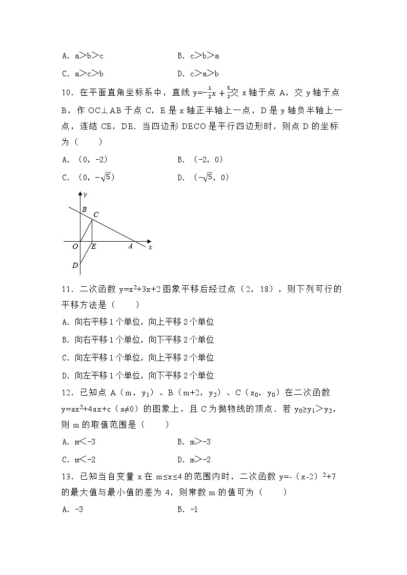 浙江温州2022年中考数学复习 专题4—二次函数（无答案）第3页