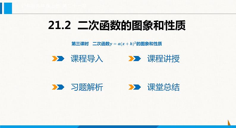 沪科版九年级数学上册 21.2 第3课时  二次函数y=a(x+h)2的图象和性质 课件01