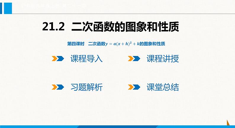 沪科版九年级数学上册 21.2 第4课时  二次函数y=a(x+h)2 +k的图象和性质 课件第1页