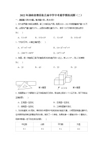 2022年湖南省澧县张公庙中学中考数学模拟试题（二）(word版含答案)