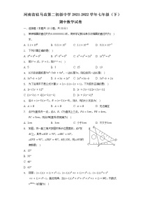 河南省驻马店第二初级中学2021-2022学年七年级（下）期中数学试卷（含解析）