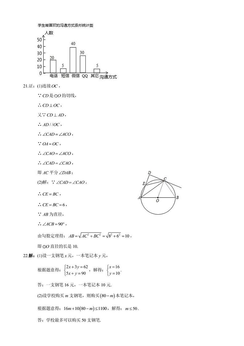 03.【答案】2021春 中雅九下期中考试数学试卷第2页
