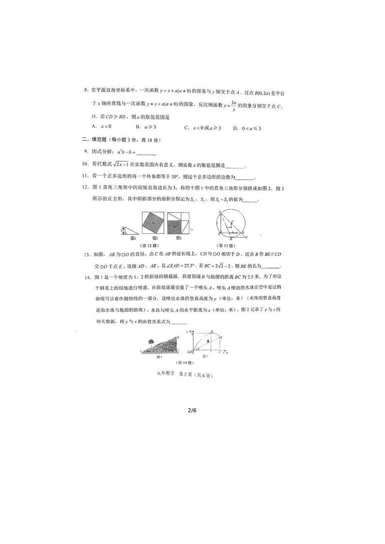 吉林省长春市新区2021-2022学年九年级下学期第二次模拟考试数学试题无答案第2页