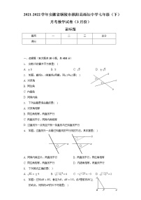 2021-2022学年安徽省铜陵市枞阳县雨坛中学七年级（下）月考数学试卷（3月份）（含解析）