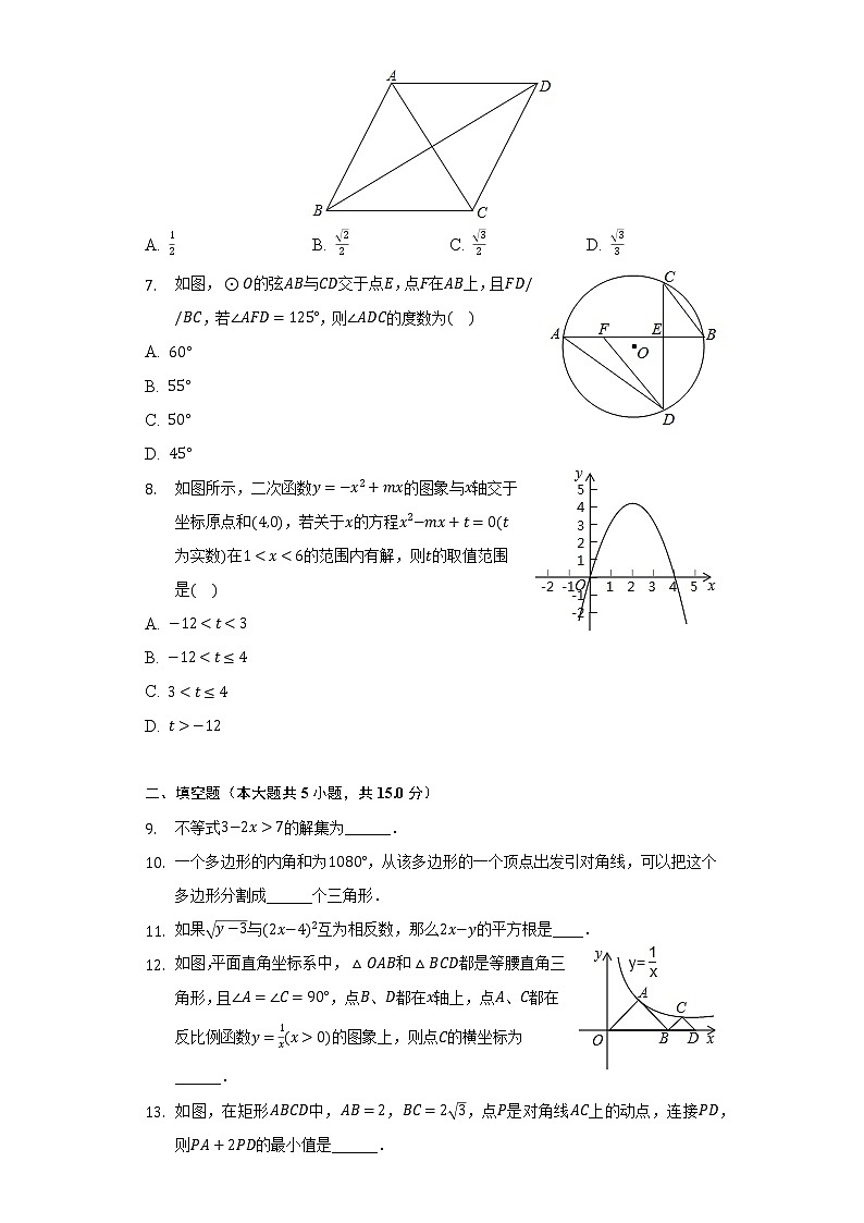 2022年陕西省西安市高新区逸翠园学校中考数学七模试卷（含解析）02