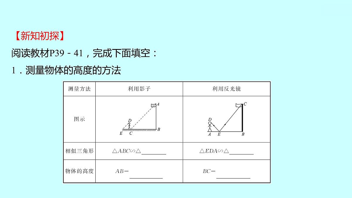 2022人教版数学九年级下册 27.2.3.1相似三角形应用举例课件(可编辑图片版、共16张PPT)第3页