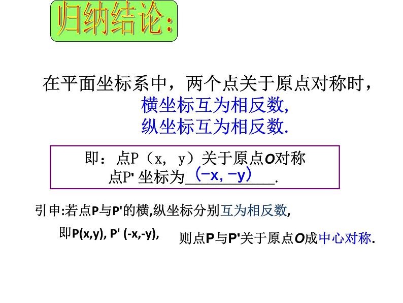 人教版数学九年级上册 23.2.3 关于原点对称的点的坐标 课件第7页