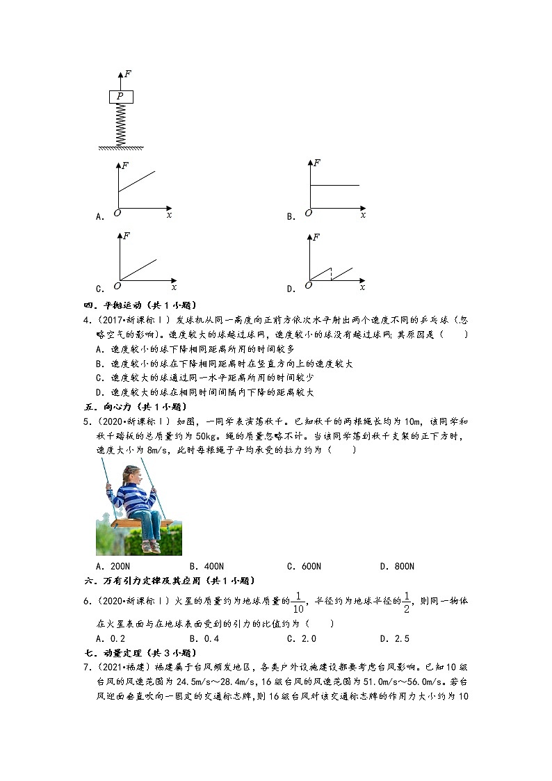 福建省五年（2017-2021）高考物理真题选择题知识点分类汇编（24题，含答案）02