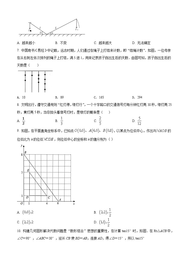 2022年广西北部湾经济区初中学业水平模拟数学试题（二）(word版含答案)02