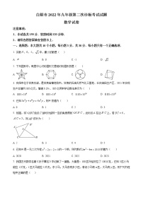 2022年甘肃省白银市九年级第二次诊断数学试题(word版含答案)