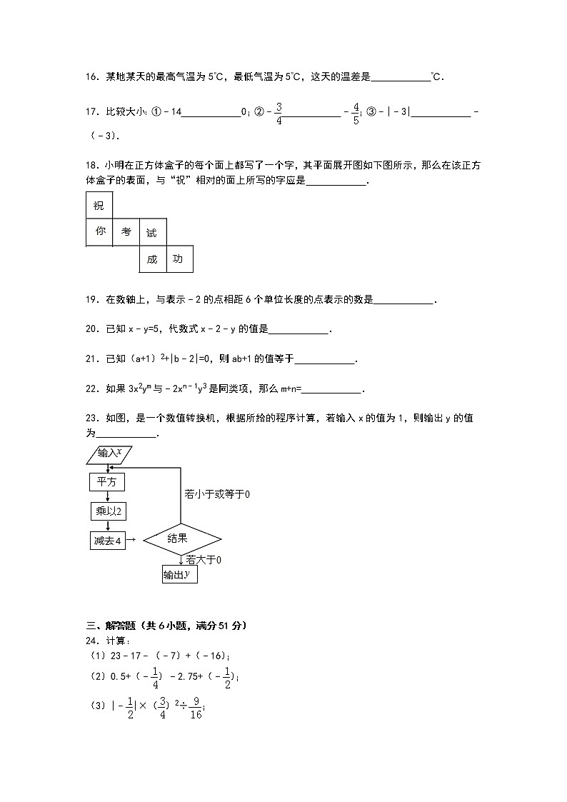 【解析版】2022年济南市历下区七年级上期中数学试卷第3页