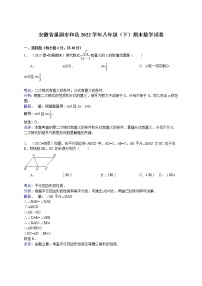 【解析版】巢湖市和县2022学年八年级下期末数学试卷