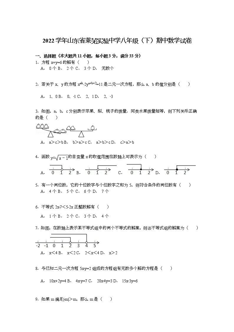 【解析版】莱芜实验中学2022年八年级下期中数学试卷第1页