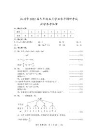 湖北省汉川市2022年九年级五月调研考试数学试卷（图片版，含答案）