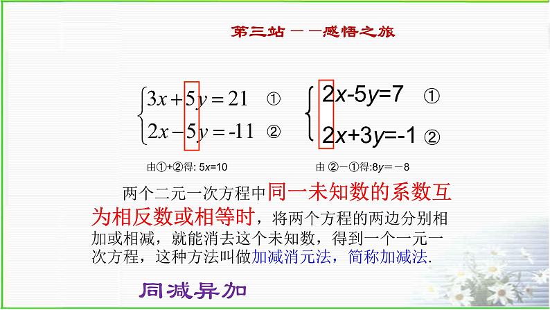 二元一次方程组的解法  8.2加减消元法   人教版数学七年级下册  课件第7页