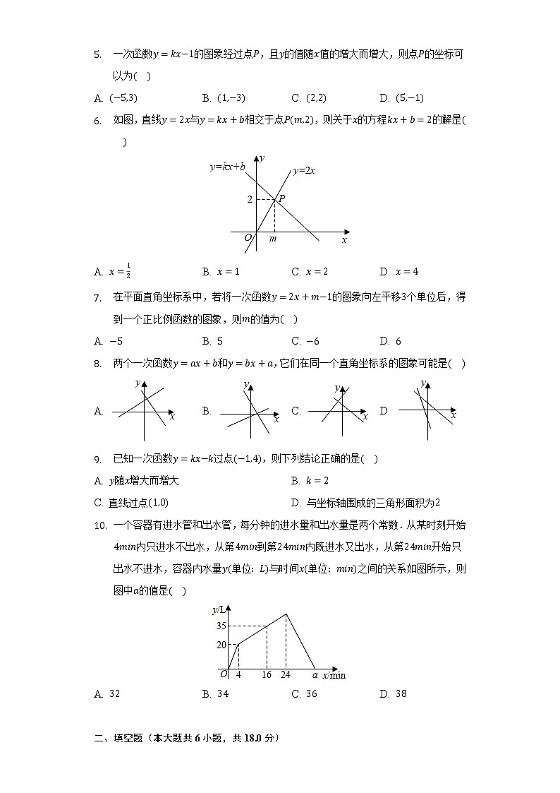 人教新版八年级下册《一次函数》2022年同步练习卷（含解析）02