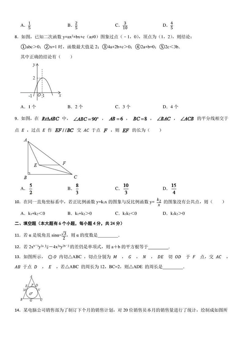 2022年浙江省杭州市中考数学仿真模拟卷(含答案)02