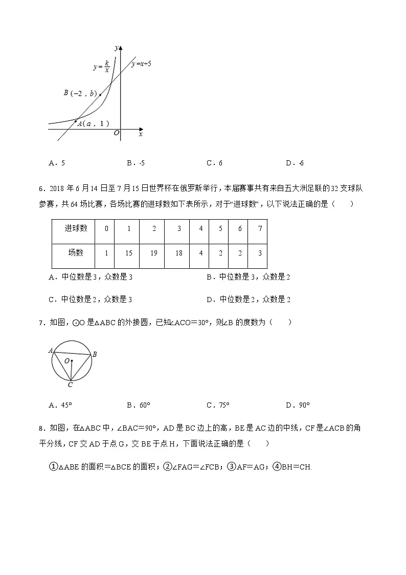 2022年安徽省滁州市九年级第二次教学质量检测数学试题（附答案）第2页
