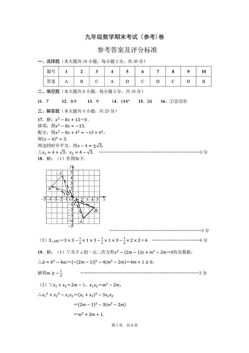 2022年四川省广安市岳池县九年级一模数学（答案）第1页