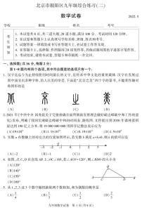 2022北京朝阳初三二模-数学试卷（pdf版 无答案）