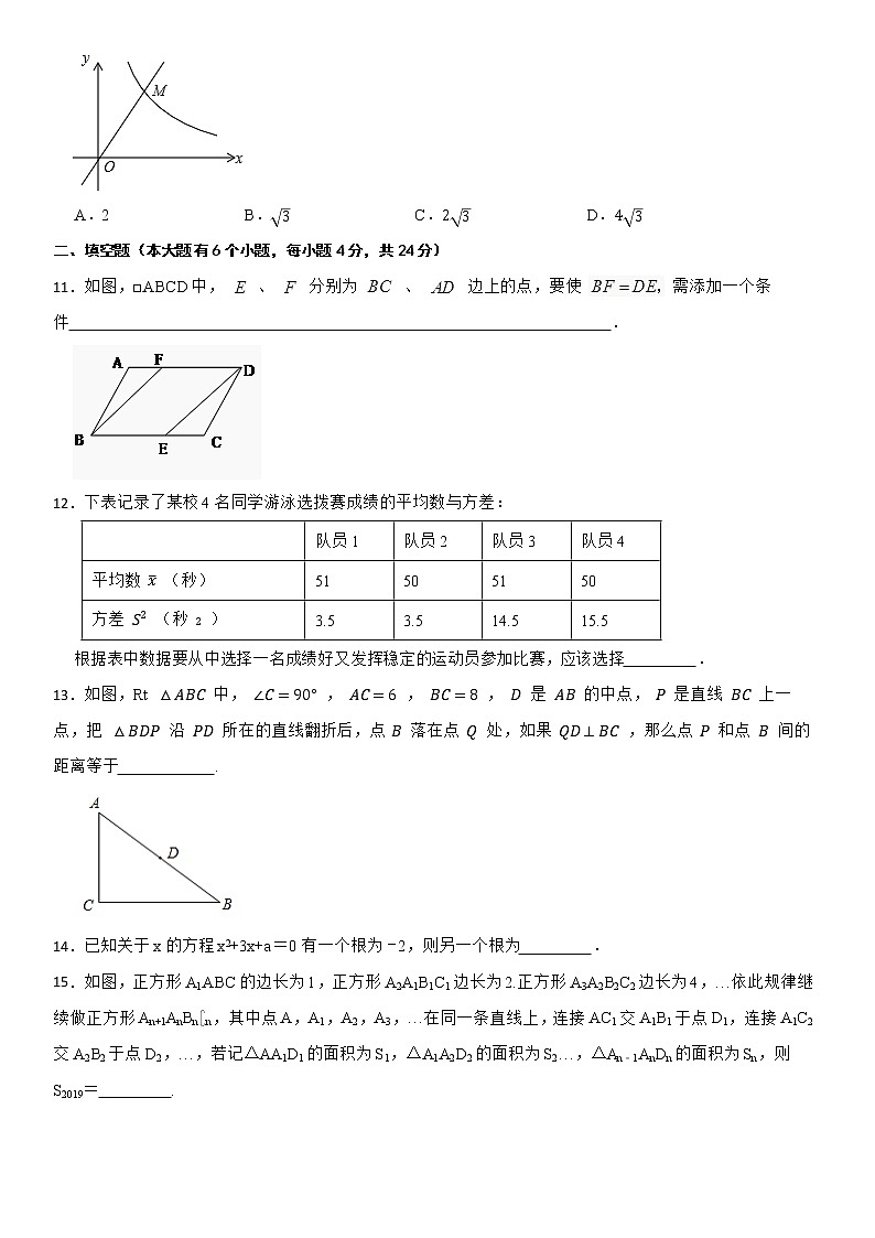 2021-2022学年杭州市江干区第二学期八年级期末数学模拟卷03