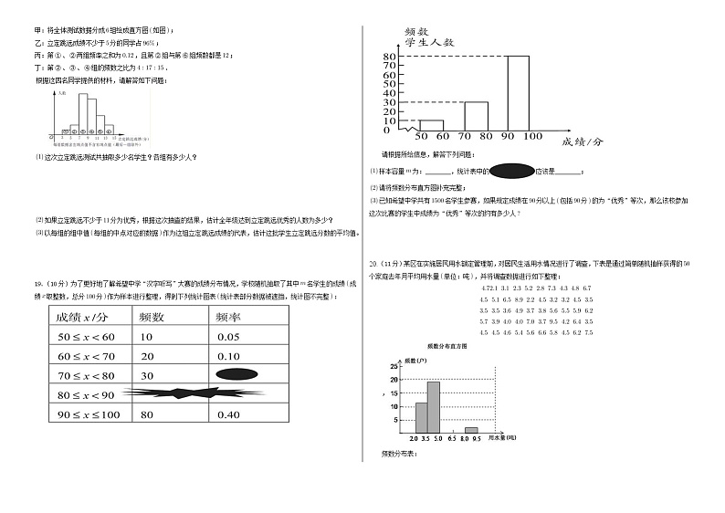 （人教版）2021-2022学年度第二学期七年级数学第十章 数据的收集、整理与描述 单元测试卷第3页